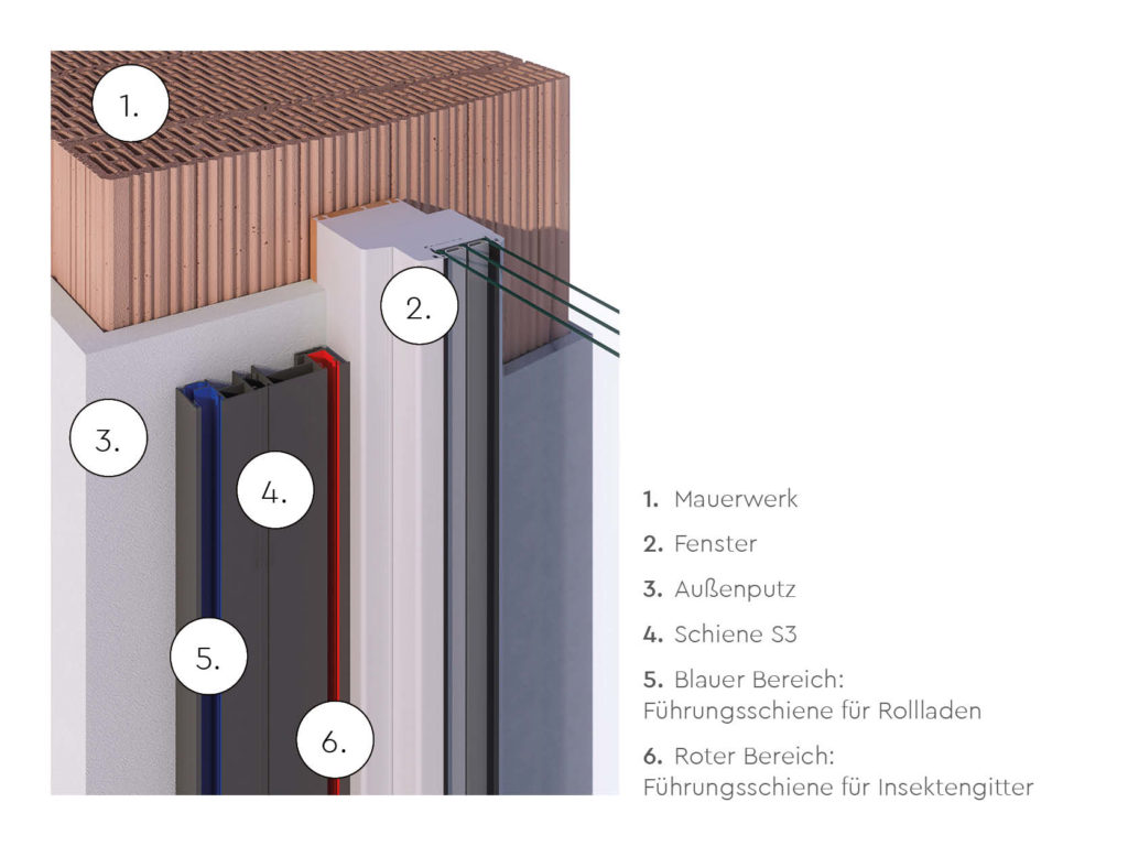 Rollladen-Führungsschiene S3 für Rollladen und Insektenschutz