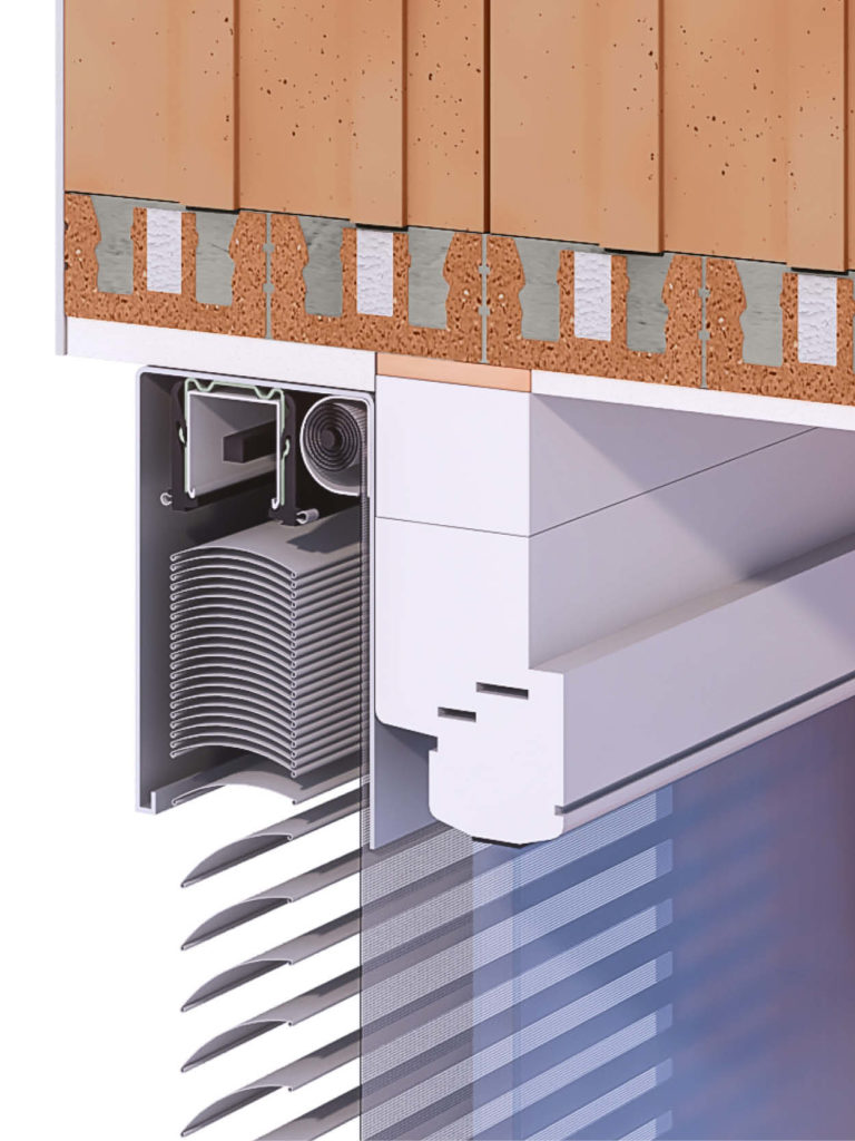 Raffstore-Aufputzkasten mit Insektengitter-Rollo