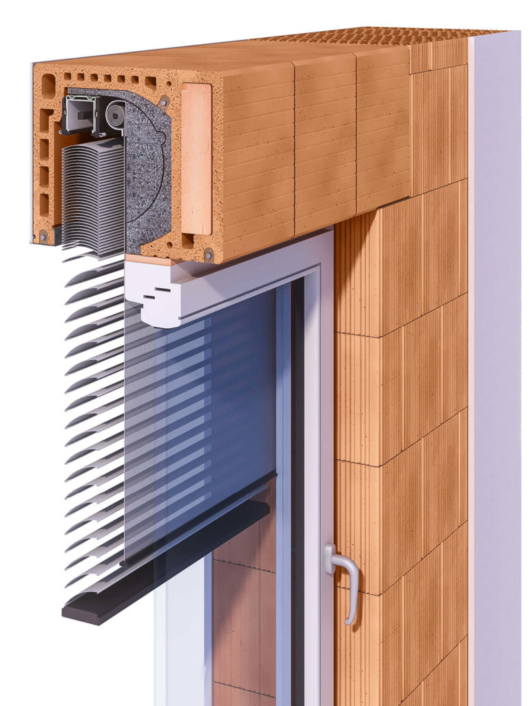 38er Ziegel-Rollladenkasten mit Raffstore