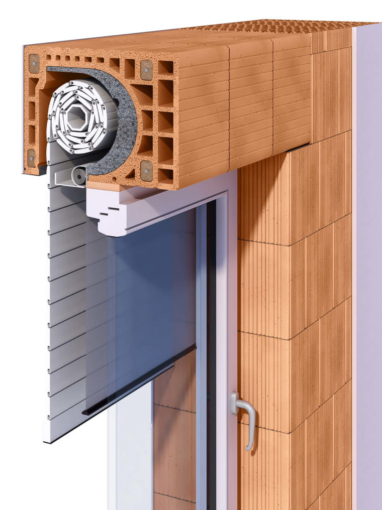 42,5er Ziegel-Rollladenkasten mit Rollladen